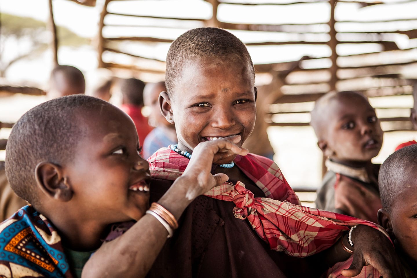 Young Maasai kids in school in Kenya, Africa