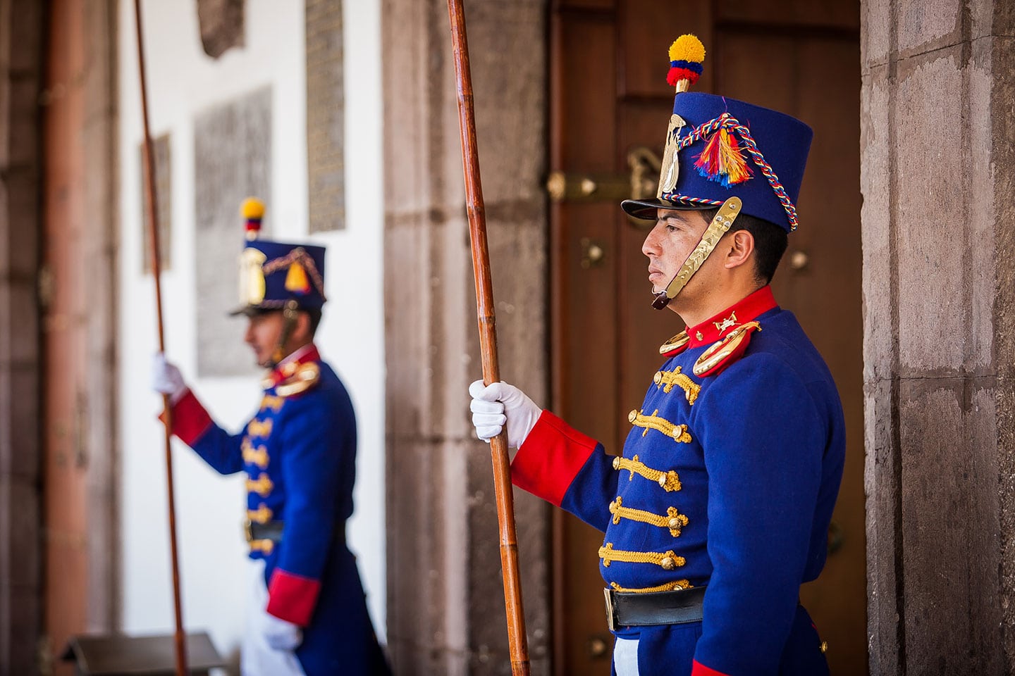 Guards at the national palace in Quito, Ecuador