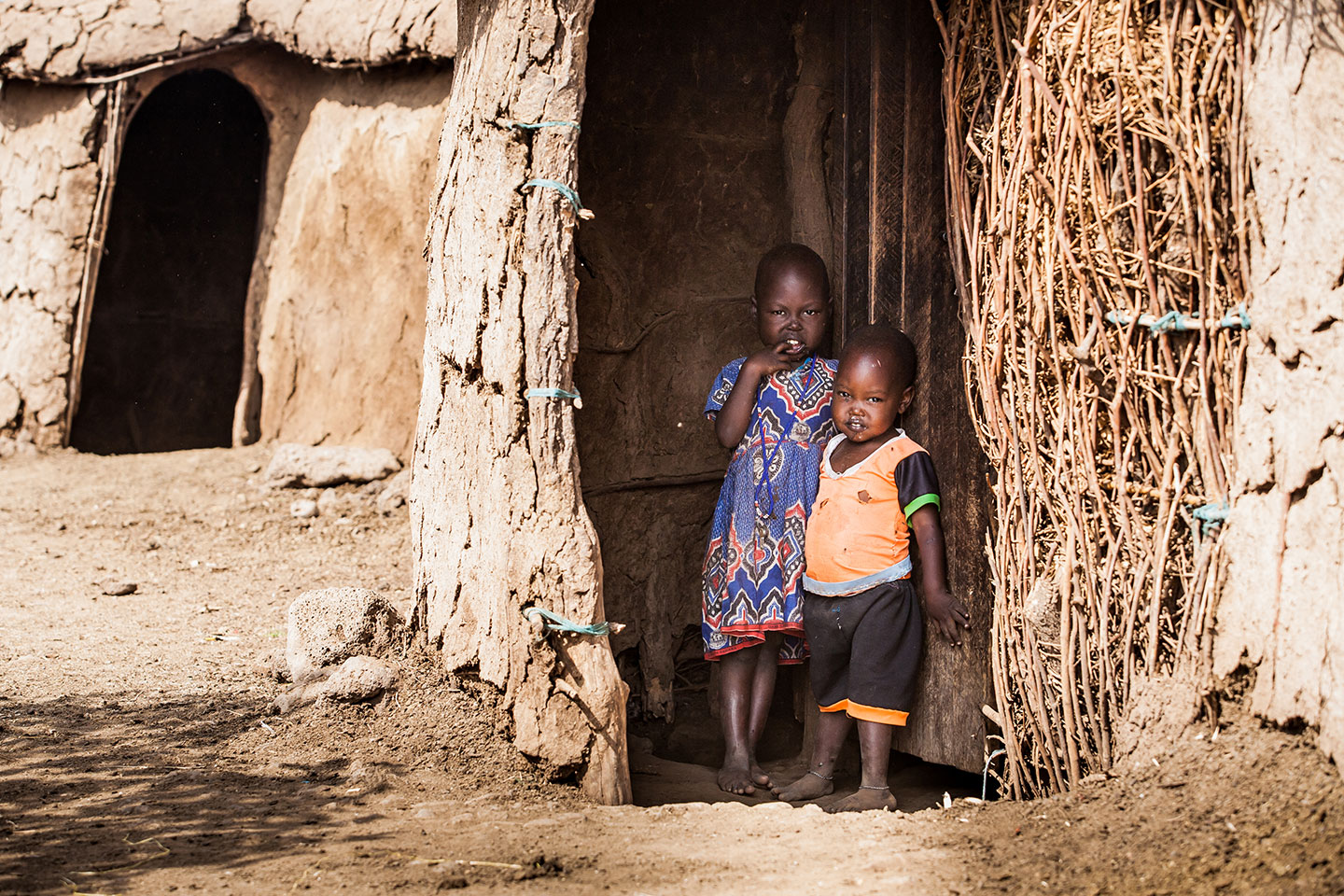 Young kids in a Maasai village in Kenya, Africa