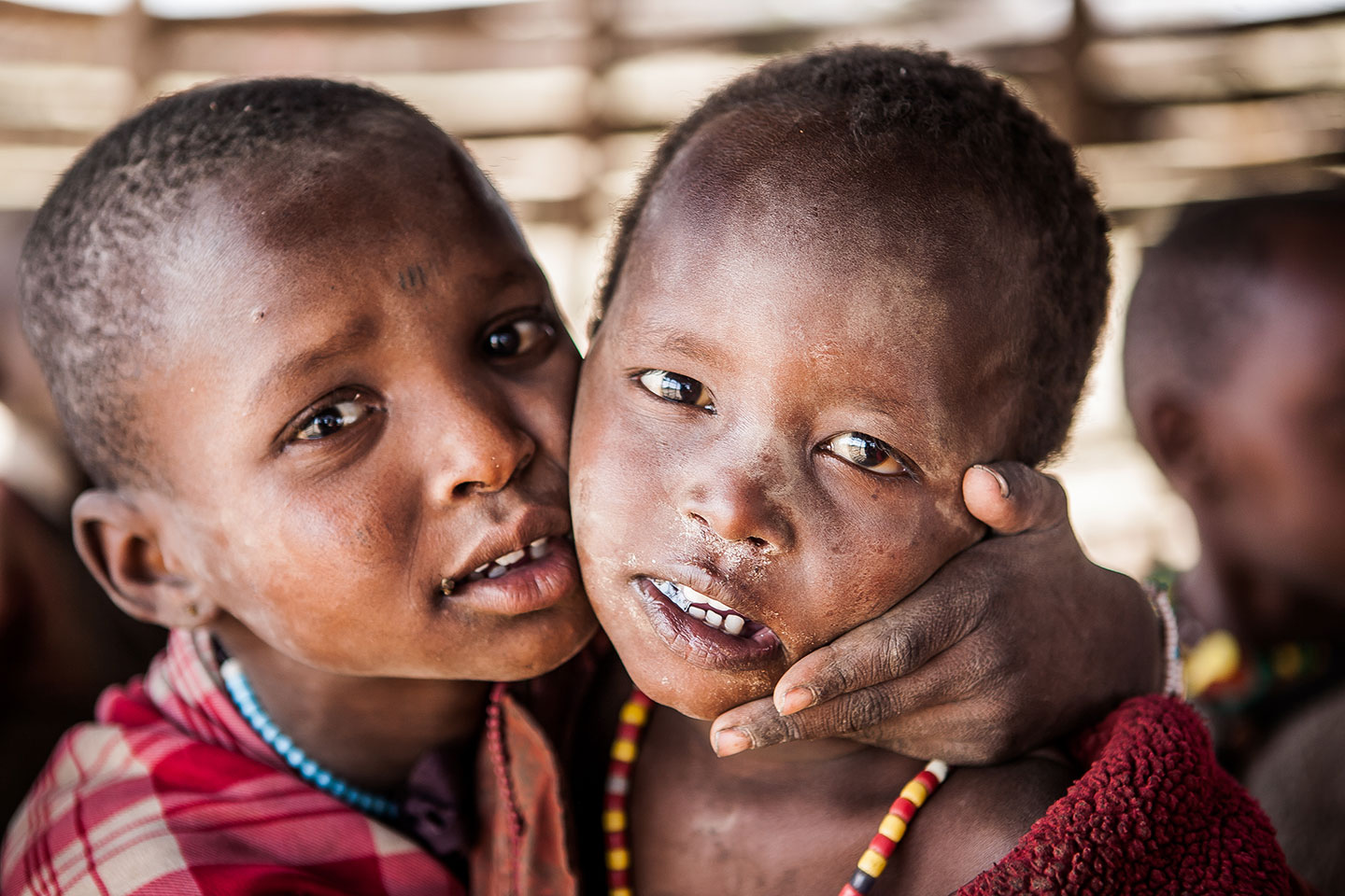 Young kids in an elementary school in a Maasai village in Kenya, Africa