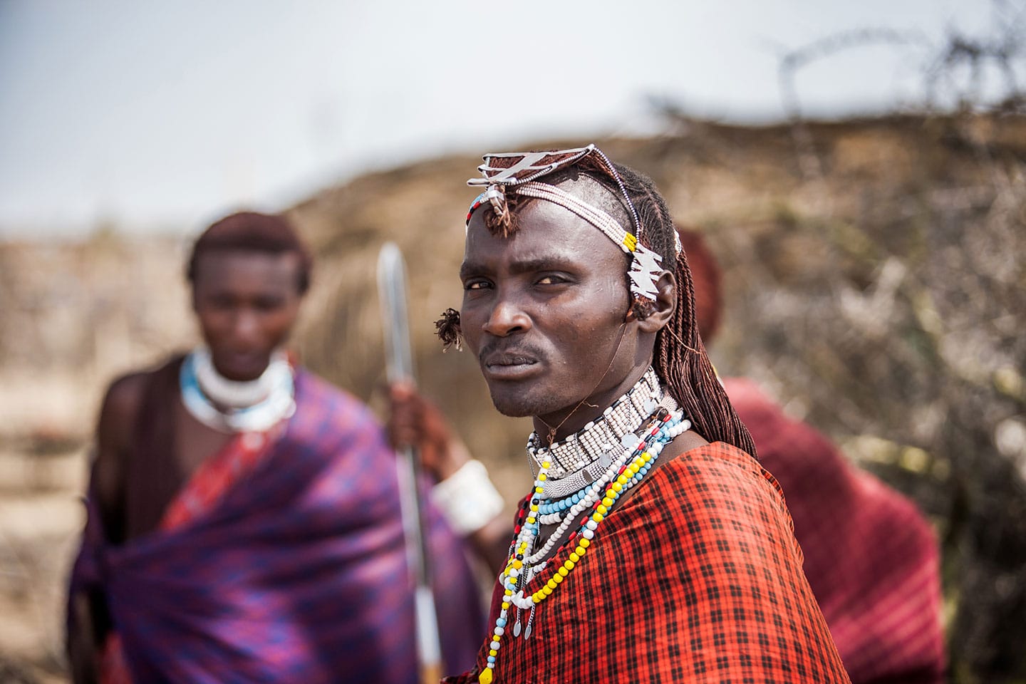 Maasai warrior in traditional clothing in Kenya, Africa