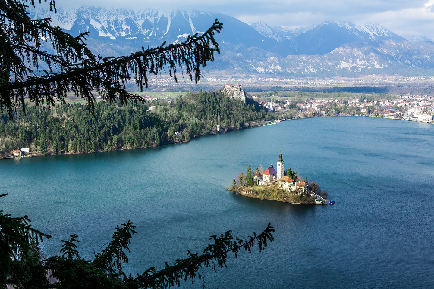 Lake Bled, Slovenia View from the top over Lake Bled, Slovenia