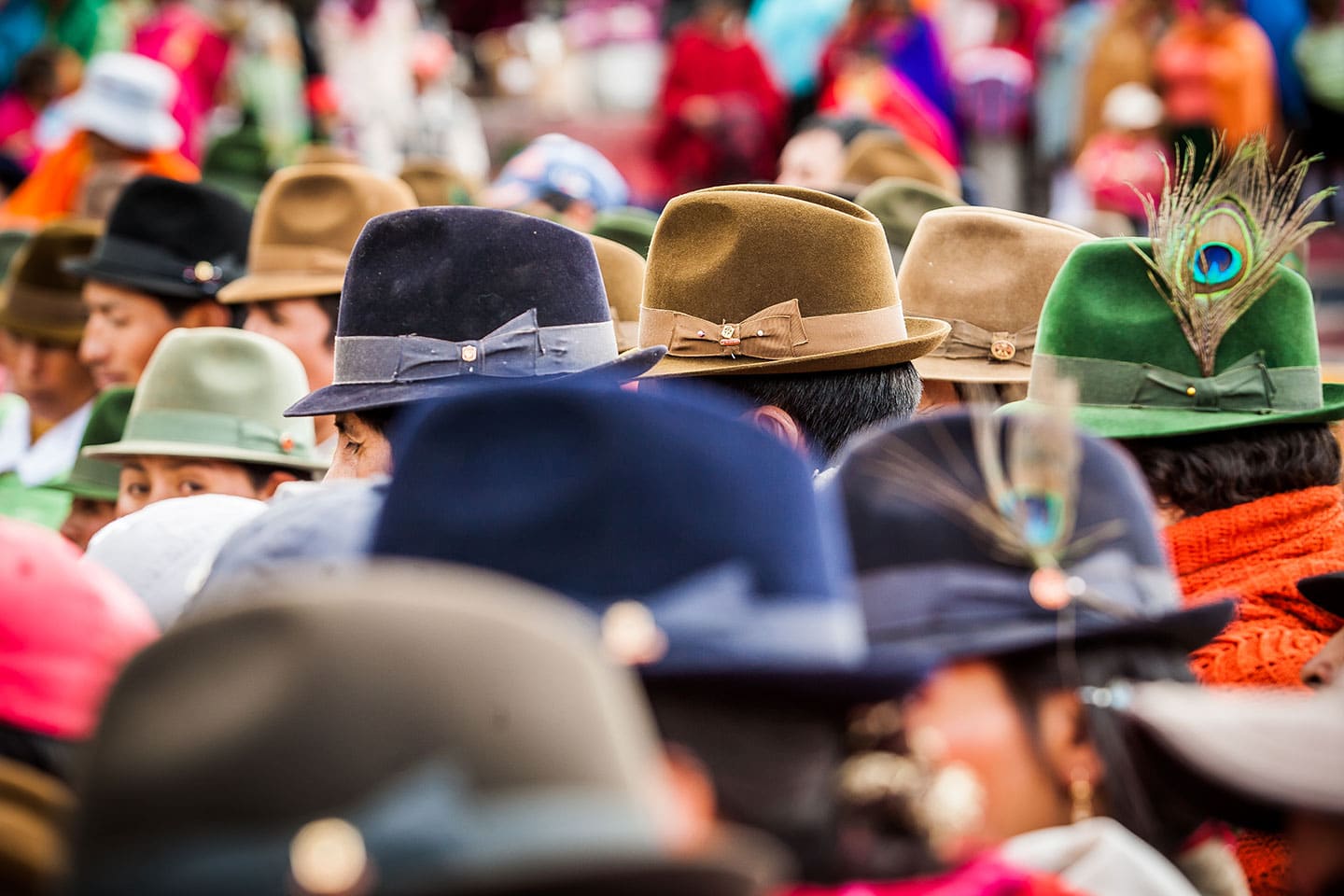 Close-up of traditional Ecuadorian Panama hats