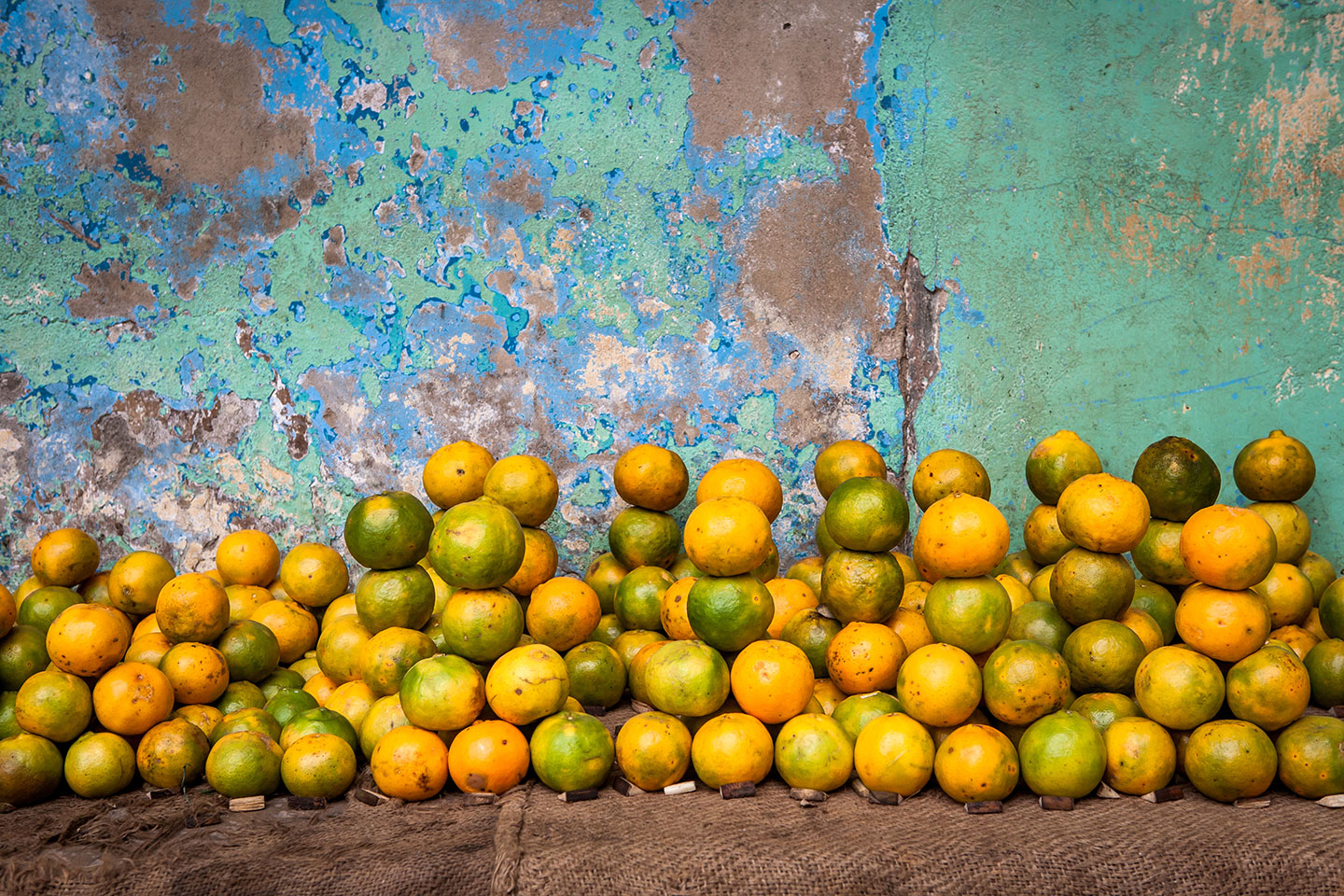 Stone Town, Zanzibar Oranges stacked up in the streets of Stone Town, Zanzibar