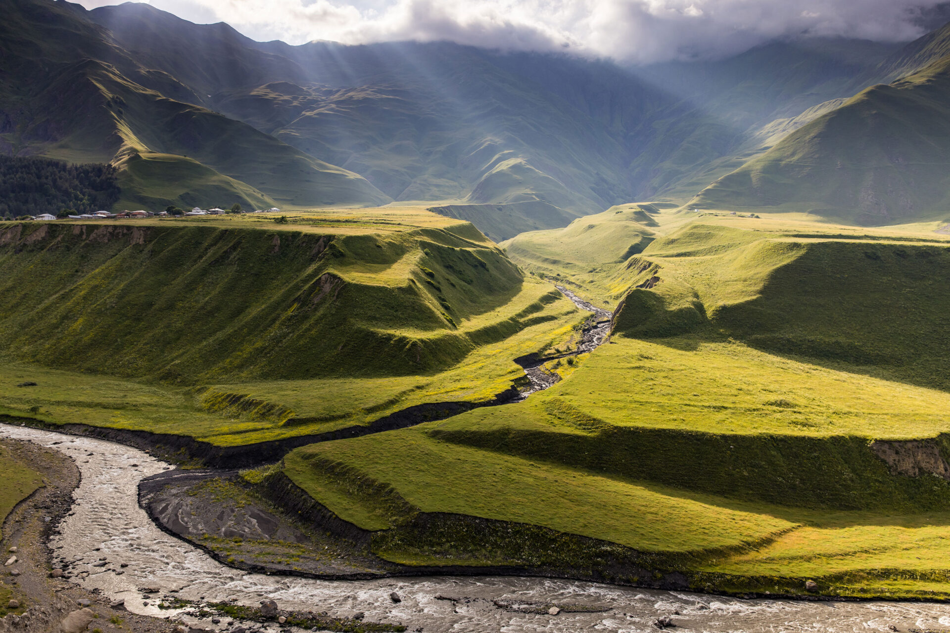 Beautiful valley in Kazbegi, Georgia