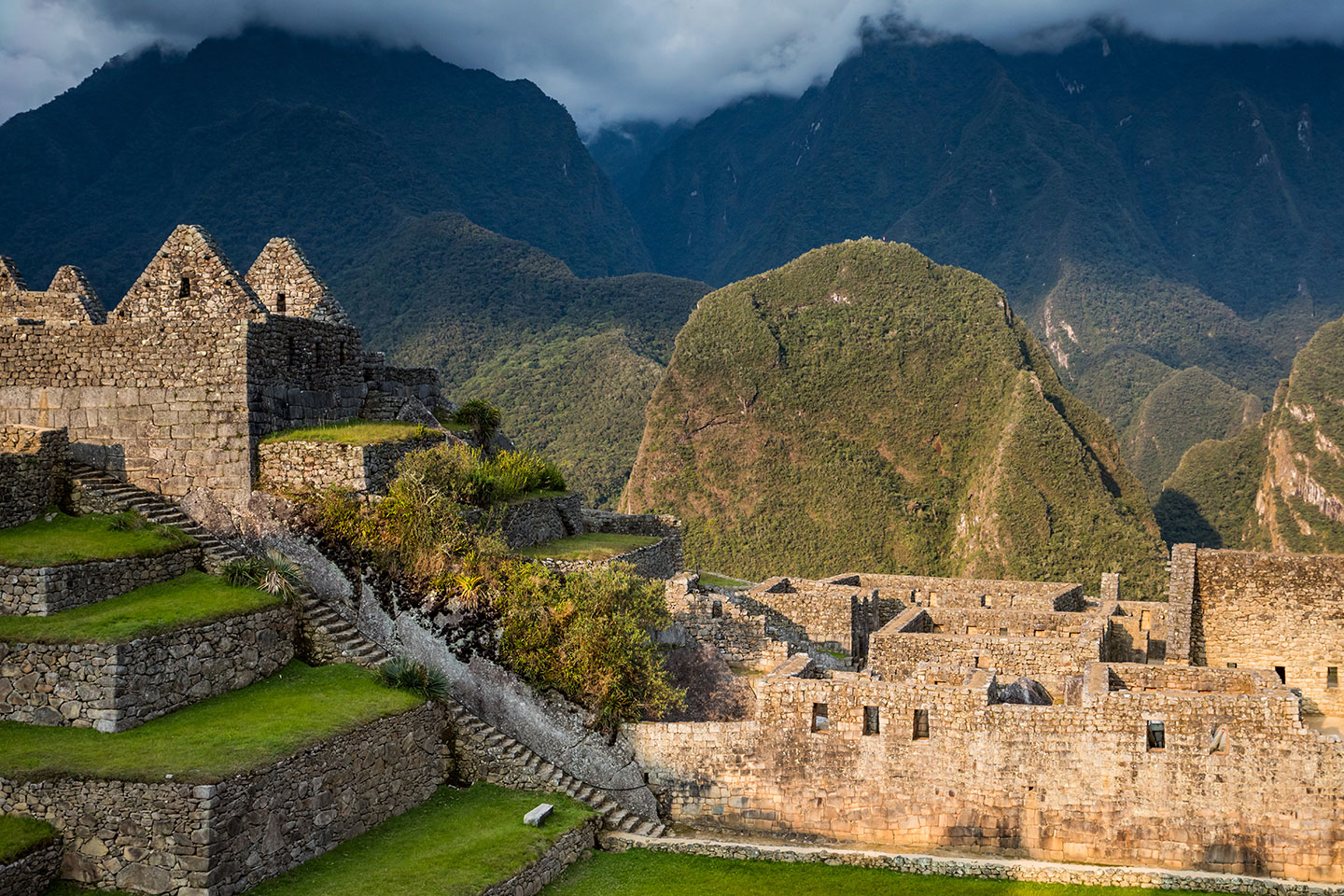Machu Picchu, Peru Sunset over the old Inca city of Machu Picchu, Peru
