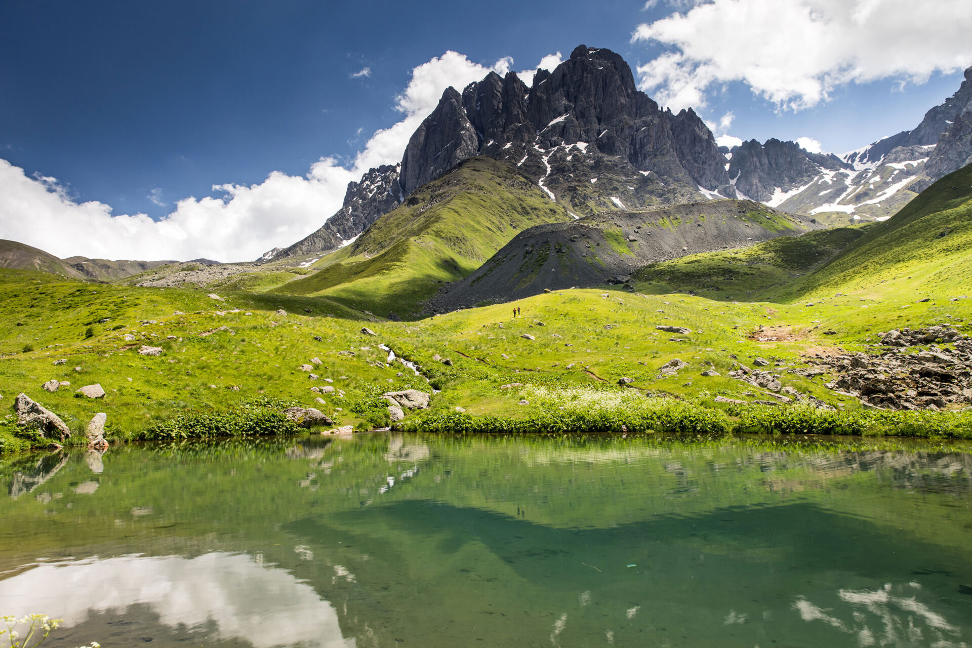 Chaukhi lake in the Jut'a valley of Georgia