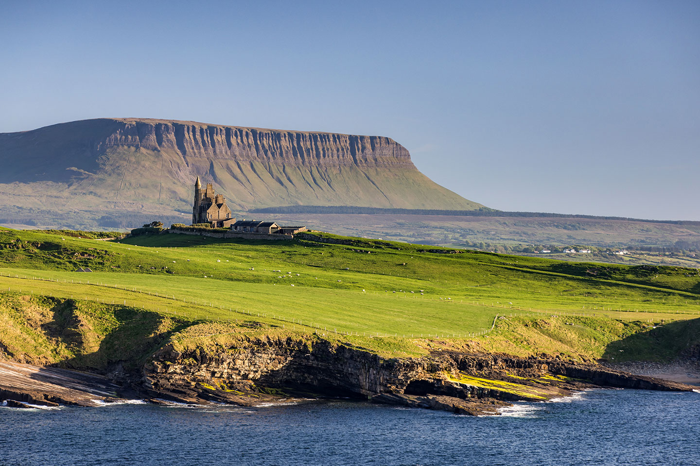 Classiebawn castle with Mount Benbulben behind it, Ireland