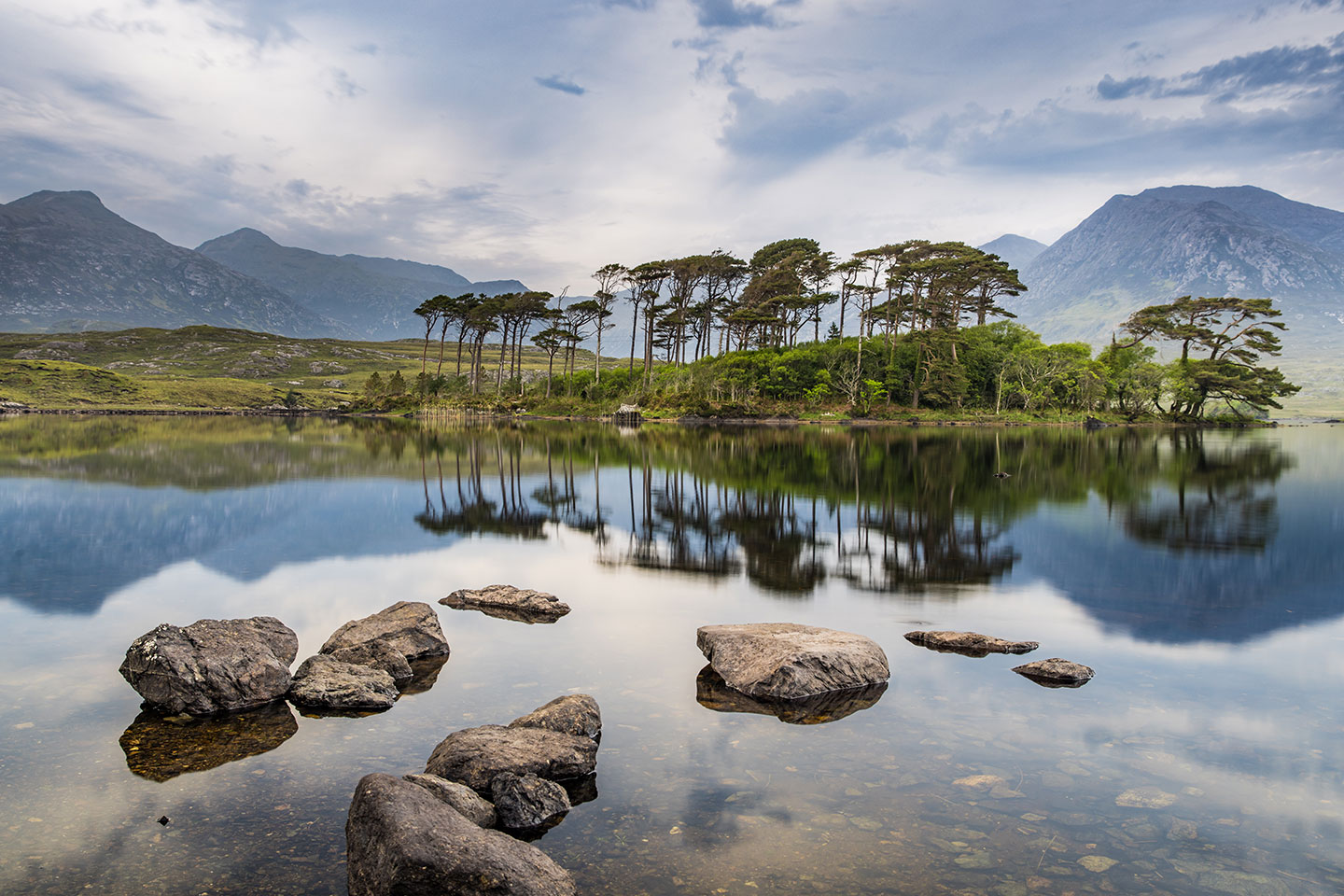 Twelve pines viewpoint in Connemara National Park, Ireland