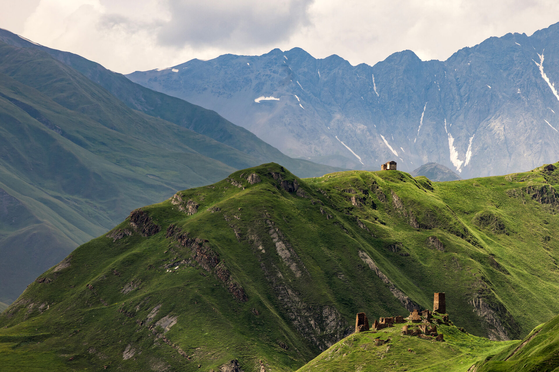 Zakagori Fortress on a cloudy day in the Truso Valley, Georgia