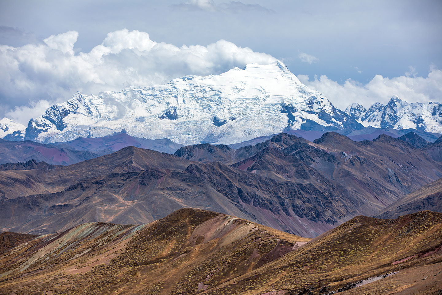 Palcoyo Rainbow Mountains, Peru Snow capped mountains of Ausangate