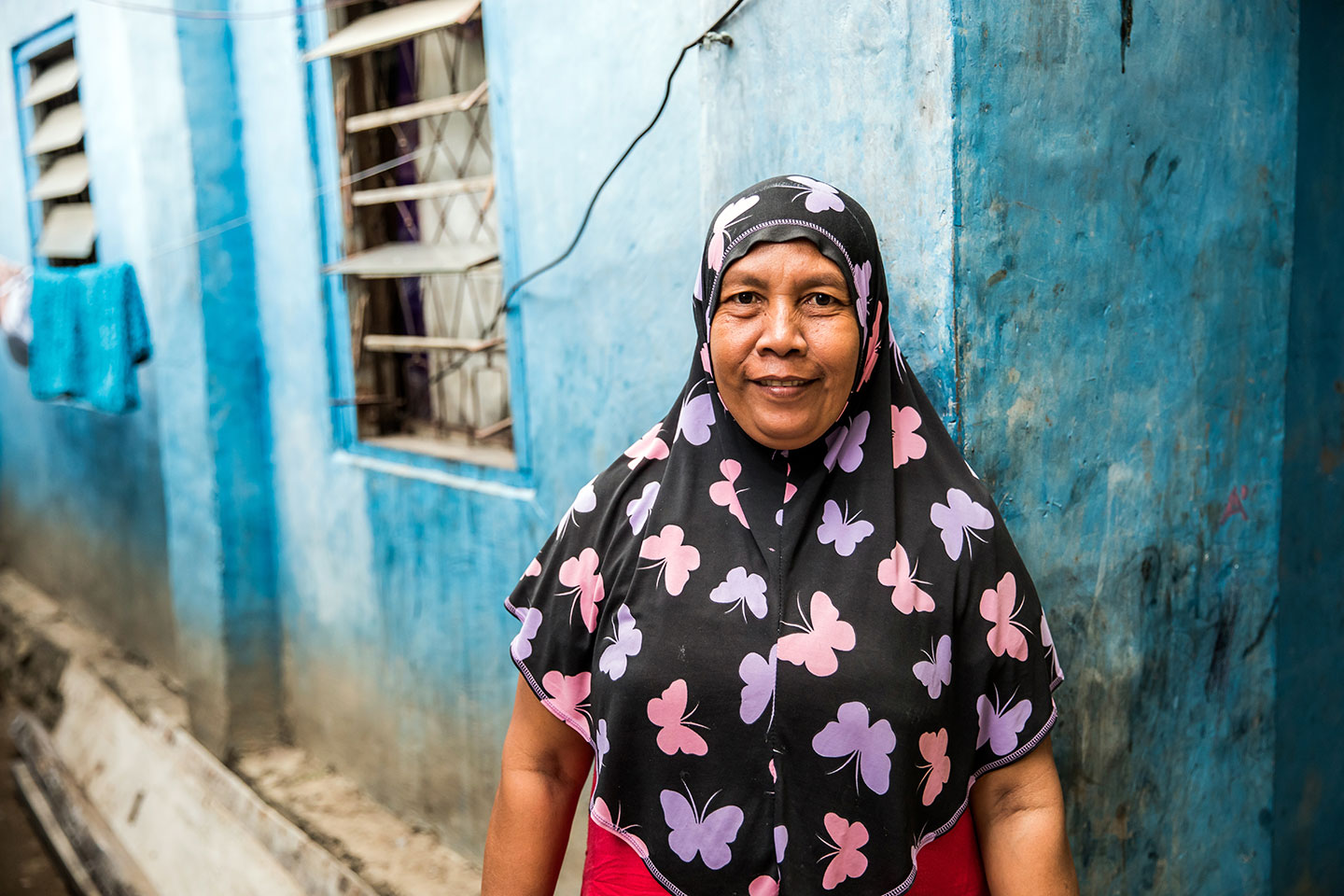 A local muslim woman in the streets of Nusa Penida, Indonesia
