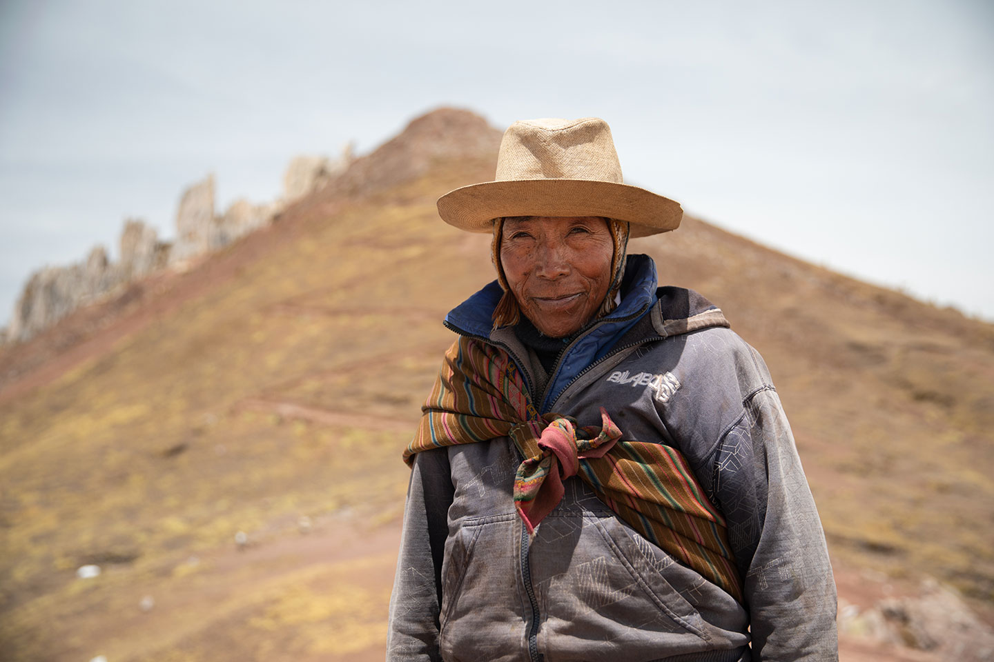 Palcoyo Rainbow Mountains, Peru An andean farmer in the Palcoyo Rainbow Mountains, Peru