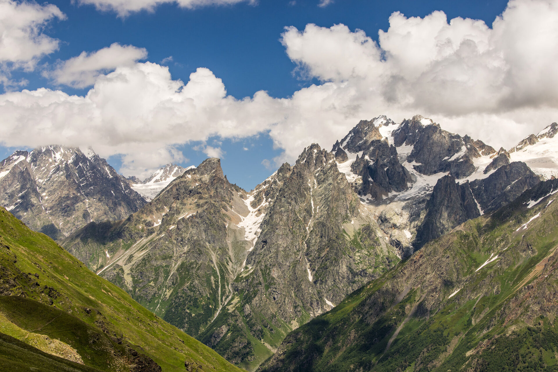 Snow capped mountains near Mestia, Georgia