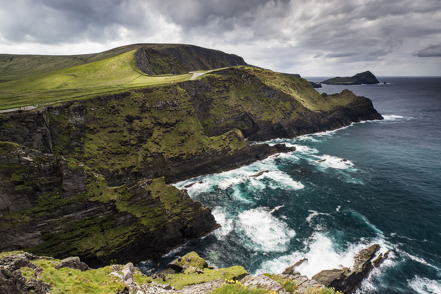 Waves crashing at the Kerry Cliffs, Ireland