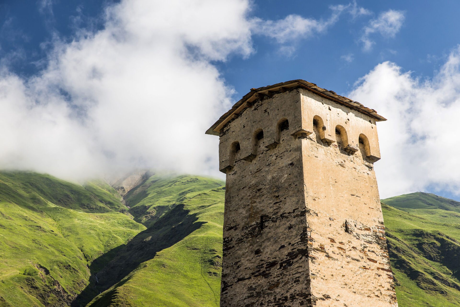 Svan tower in Usghguli, Georgia