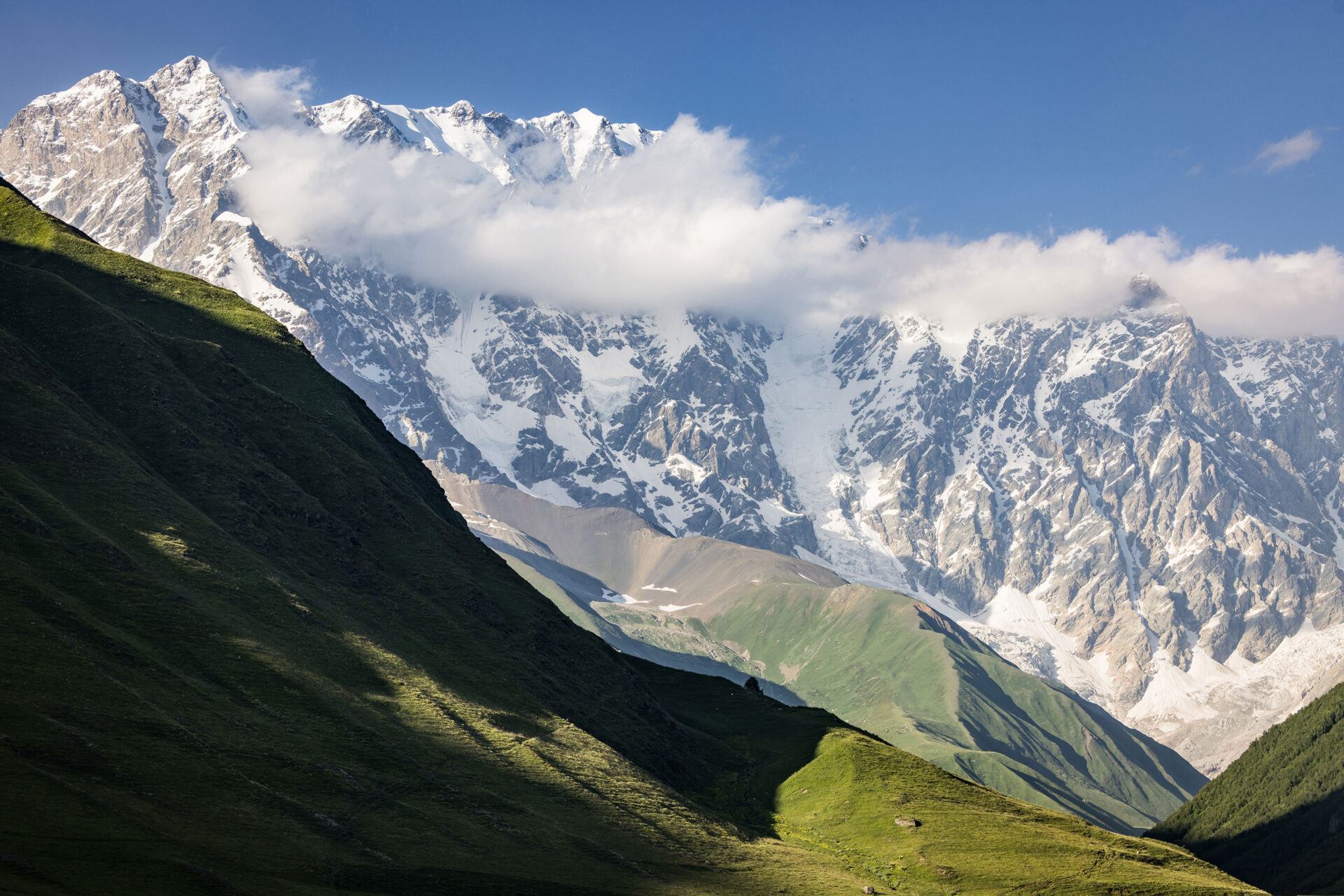 Shkhara mountains in Usghguli, Georgia