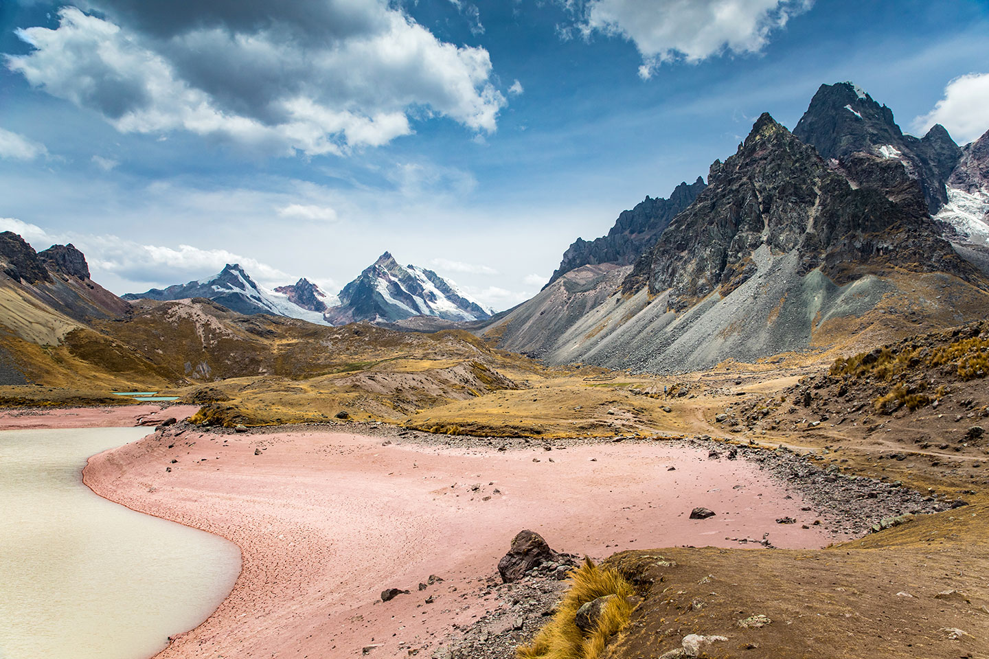 Ausangate, Peru Red lake in the Ausangate mountain hike, Peru