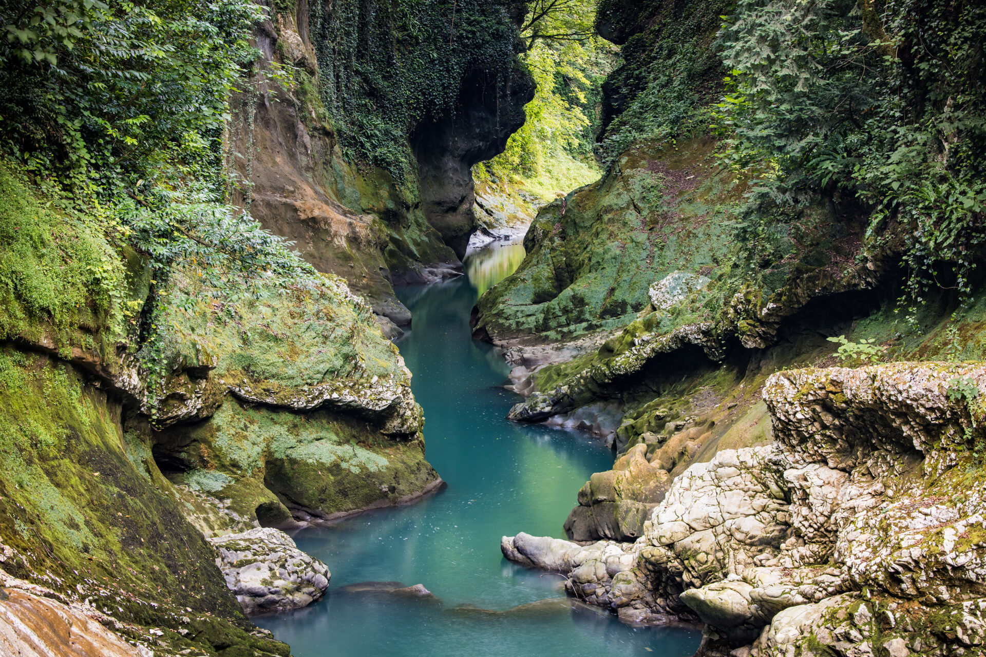 River flowing through a canyon at Martvili, Georgia
