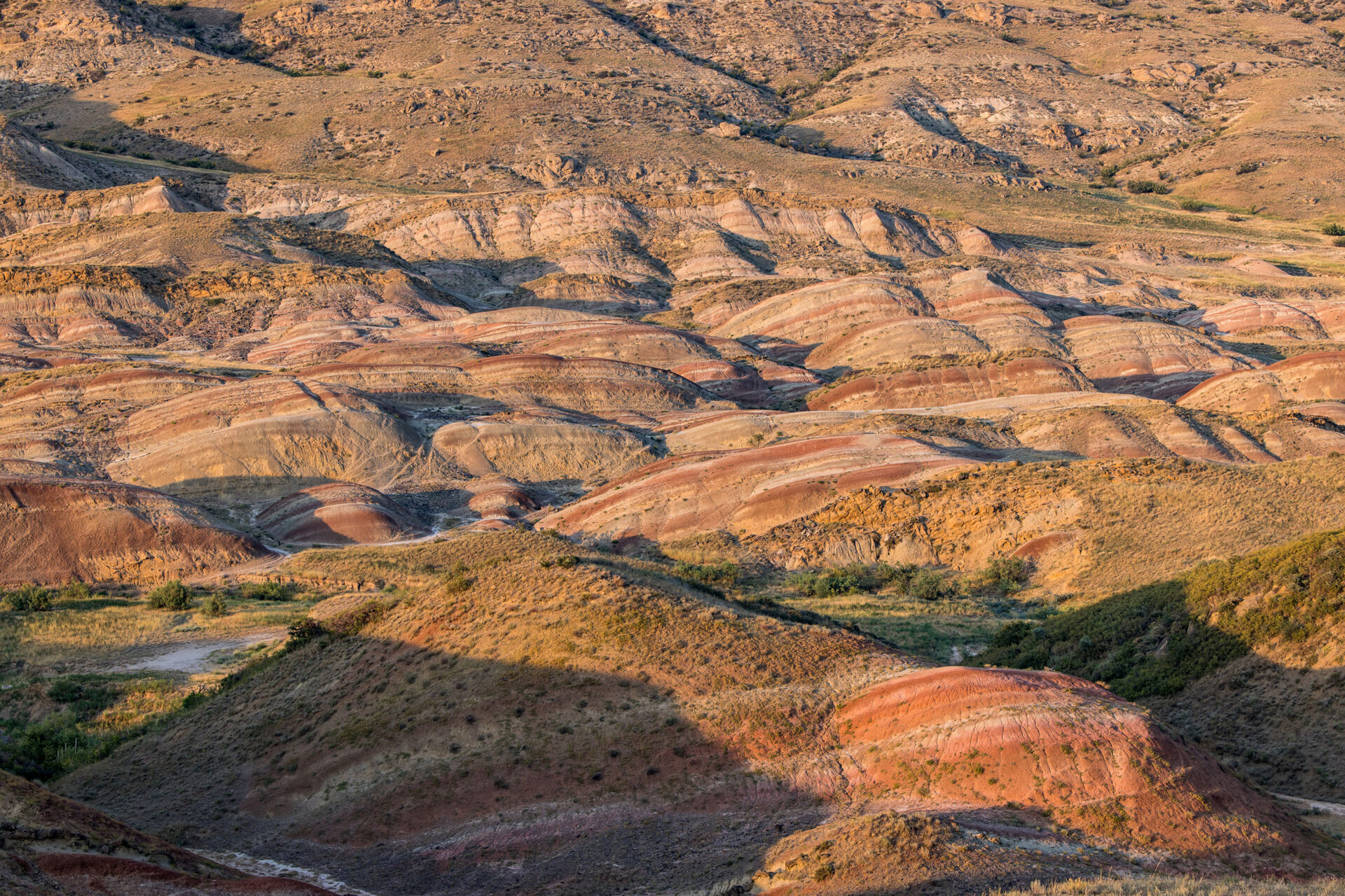 Sunset over the rainbow mountains of Georgia near Udabno