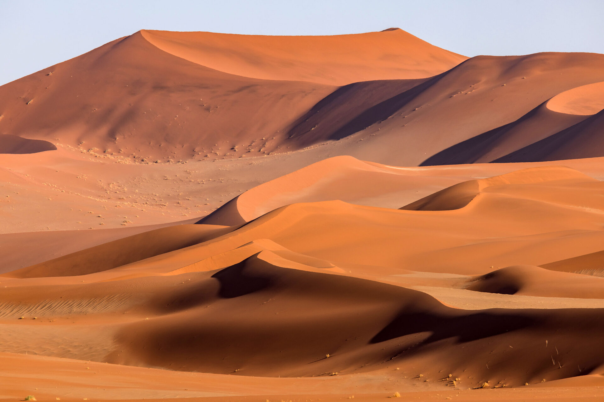 Endless sand dunes of the desert in Sossusvlei, Namibia