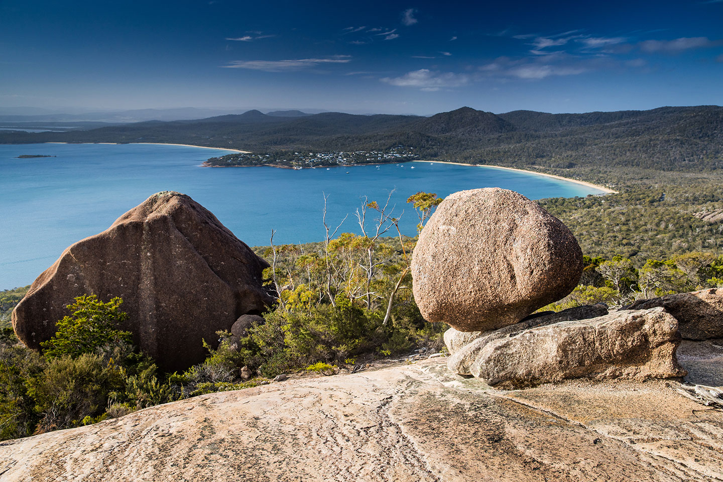 Freycinet National Park, Tasmania View over honeymoon bay from Mount Amos, Tasmania