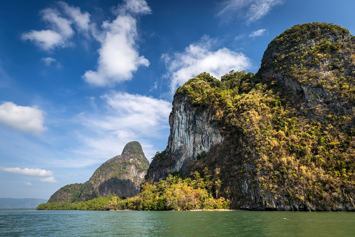 Phang Nga Bay View over the mountains at Phang Nga Bay from water level