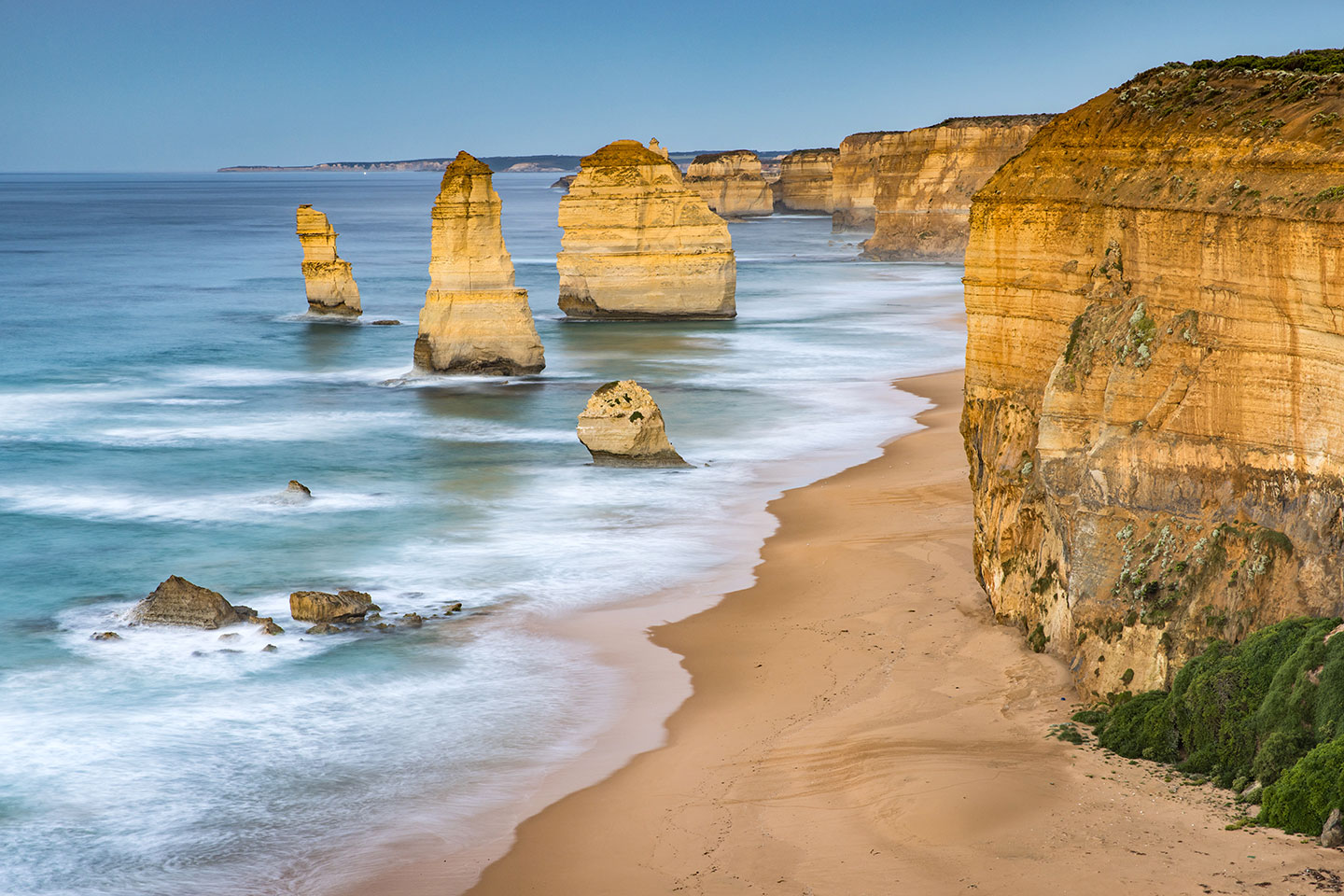 Calm sunrise at the Twelve apostles along the Great Ocean Road in Australia