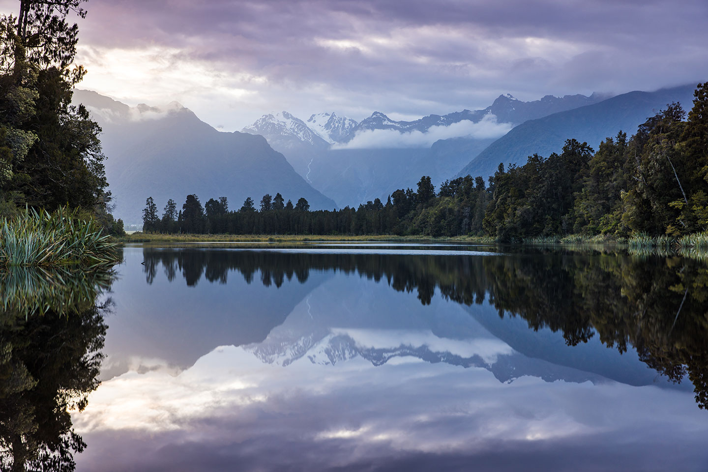 Lake Matheson Sunrise at Lake Matheson, New Zealand