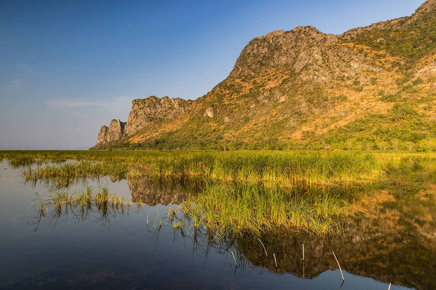 Bueng Bua lotus lake Sunset over the Bueng Bua lotus lake