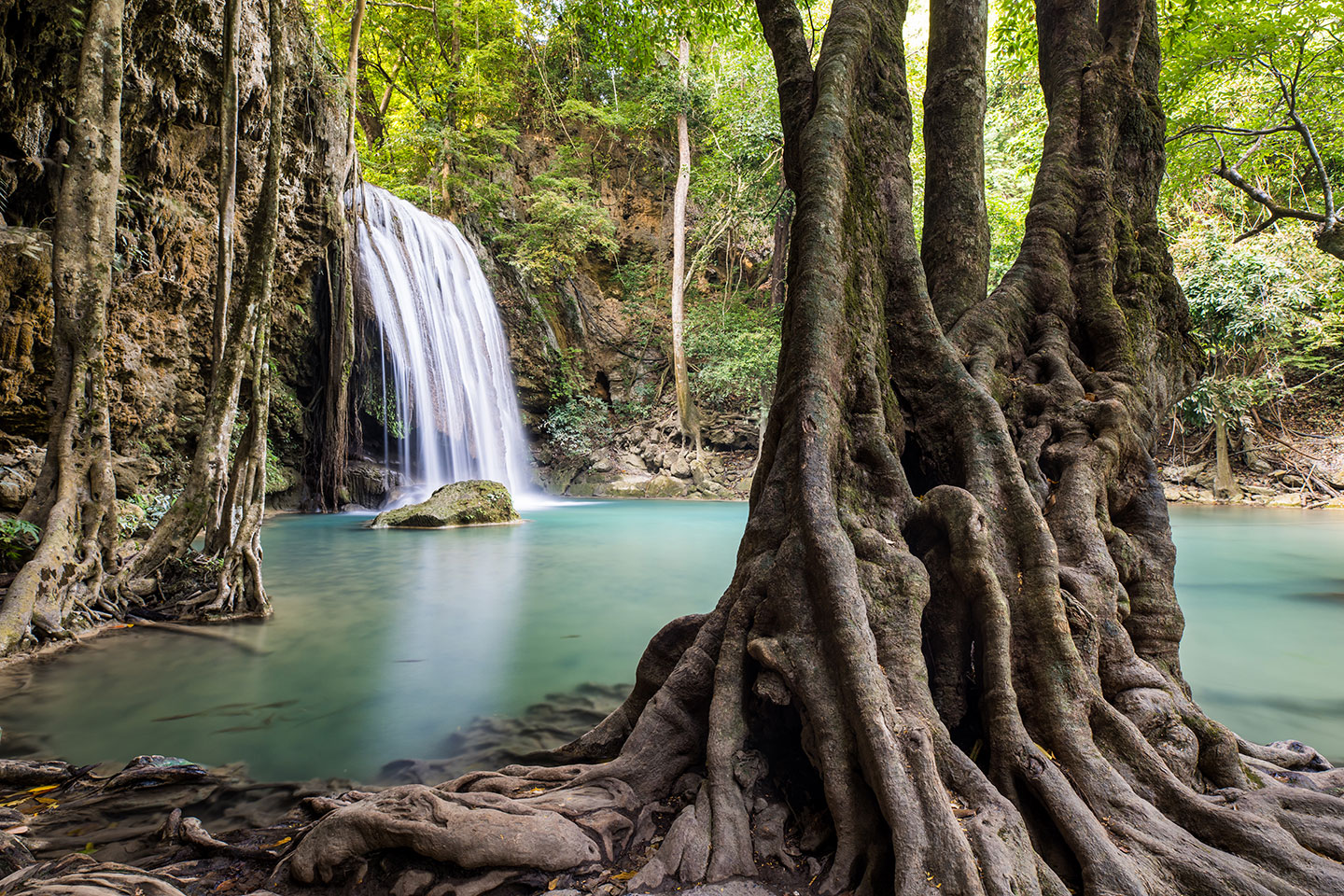 Erawan Falls Big waterfall at Erawan Falls